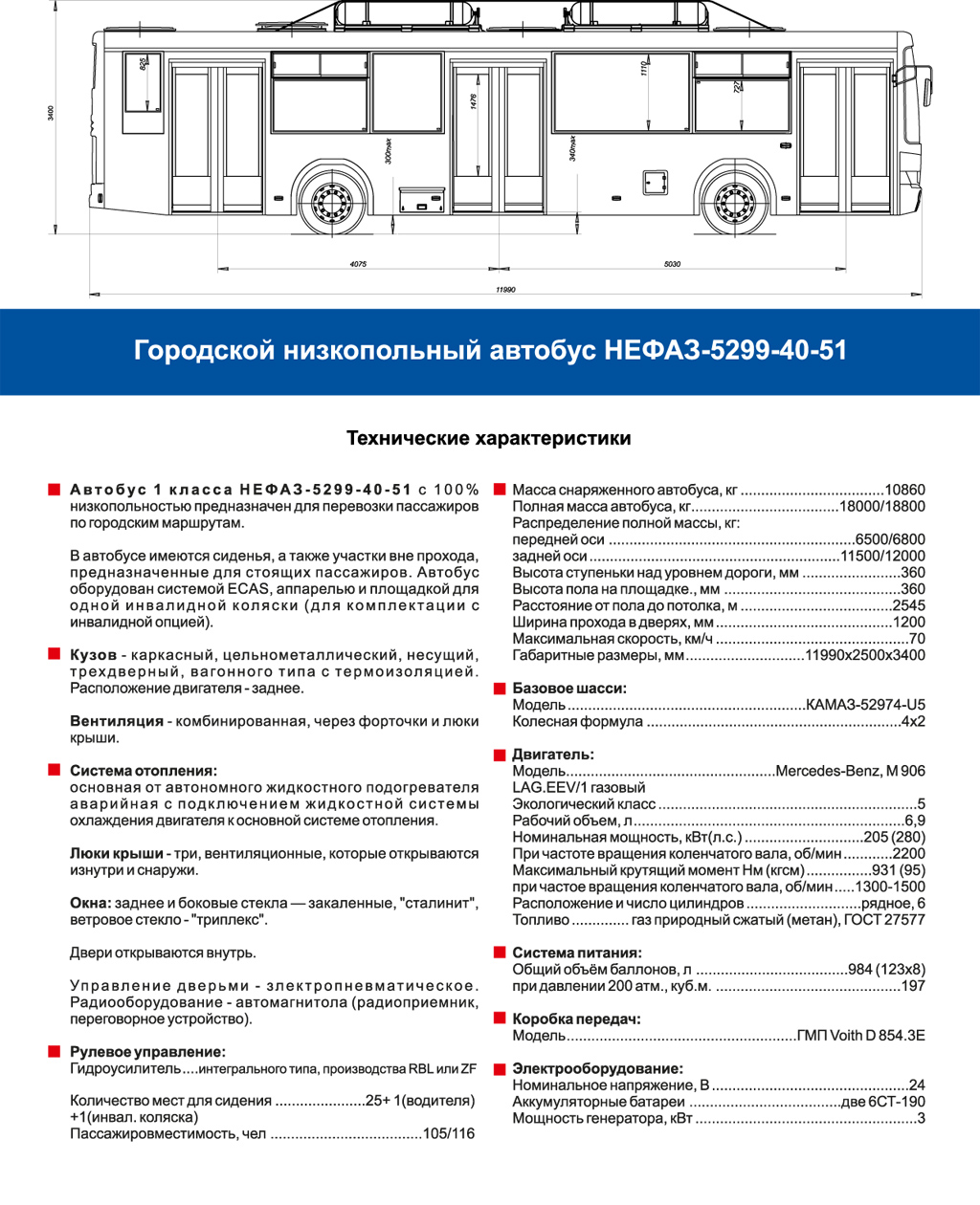 Городской низкопольный автобус НЕФАЗ-5299-40-51 | Сахалин-Запчастьсервис